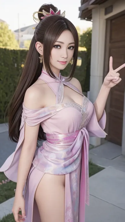 diaochan from sangoku musou 8,super realistic,hair ornaments,perfect diaochan costume,twin tailasterpiece、1 cute girl、17 year ol...