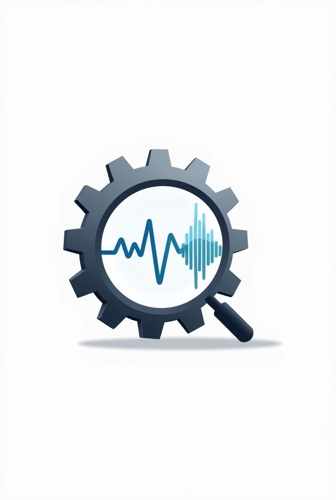 Create a corporate logo with a white background that highlights a magnifying glass with a gear inside and a spectrogram of a waveform highlighting mainly the word MONCON GPTA THAT THE QUALITY OF THE IMAGE IS VERY HIGH and that the spectrogram highlights it...