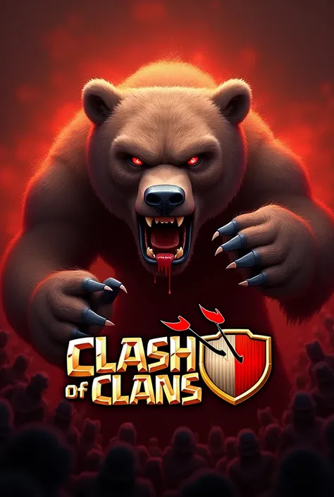 Logo for Clash of Clans War with the Bear, Background must be red and bear should have blood