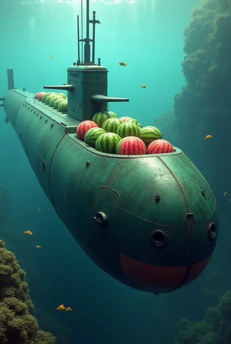 Submarine loaded with watermelons