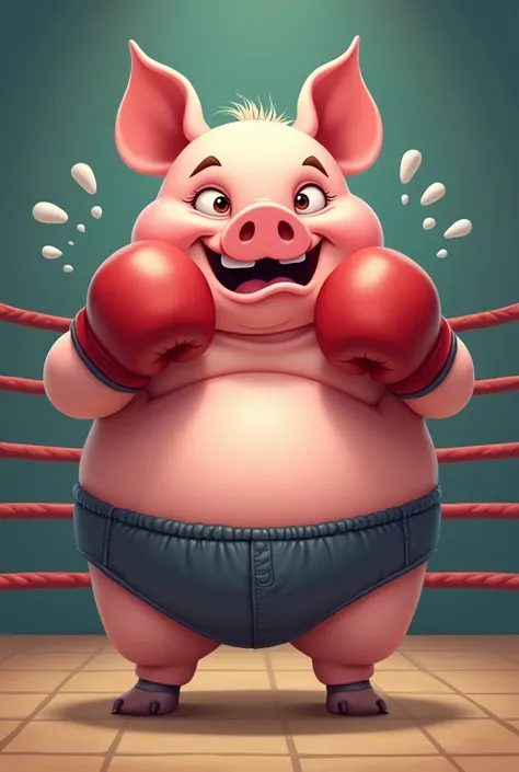 A pig playing boxing
