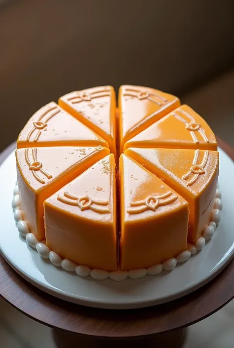 I want a cake to be decorated like it has 6 slices.  You can highlight the cake&#39;s cut lines to clearly show the slices on the top of the cake.. A line or a thin border can make this distinction.