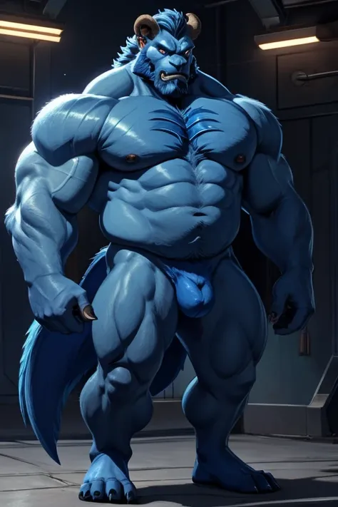 Daddy,big body,beard face,X men,the beast, mutant, Blue beast color 