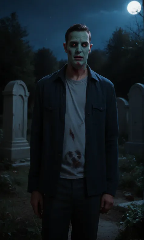 score_9, score_8_up, score_7_up, score_6_up, score_5_up, score_4_up, realistic style, photo, photorealistic, high detail, (sharp), BRAKE, man, ((zombie)), dressed in old rags, BRAKE, wandering through a cemetery, looking at viewer, (night, moonlight)