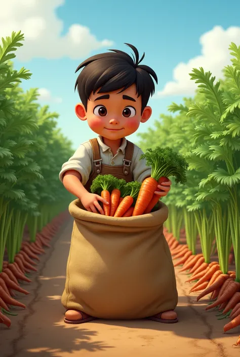 Every morning Pepito collected his carrots and stored them in his sack so he could eat them during the winter.