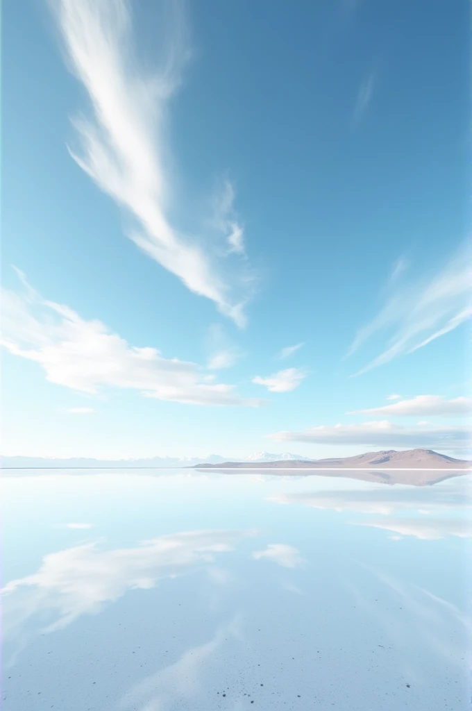 Highest quality、4K、High resolution、Uyuni salt lake、cloud、reflection