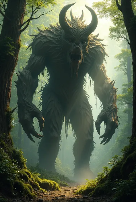 wooden monster in forest