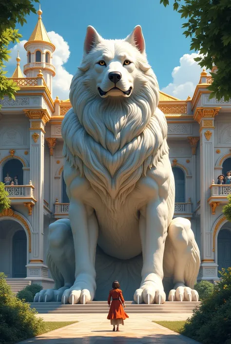 Palace with giant dog statue
