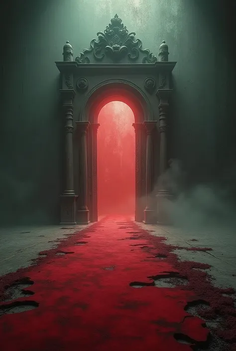 corrupted red carpet with glory door