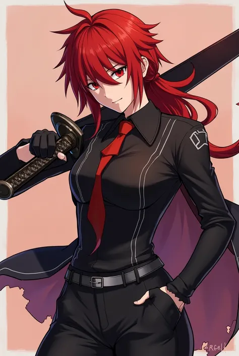 anime character with red hair and a sword in his hand, guilty gear art direction, guilty gear strive splash art, detailed digital anime art, detailed anime character art, stunning character art, by Yang J, 2. 5 d cgi anime fantasy artwork, epic exquisite c...