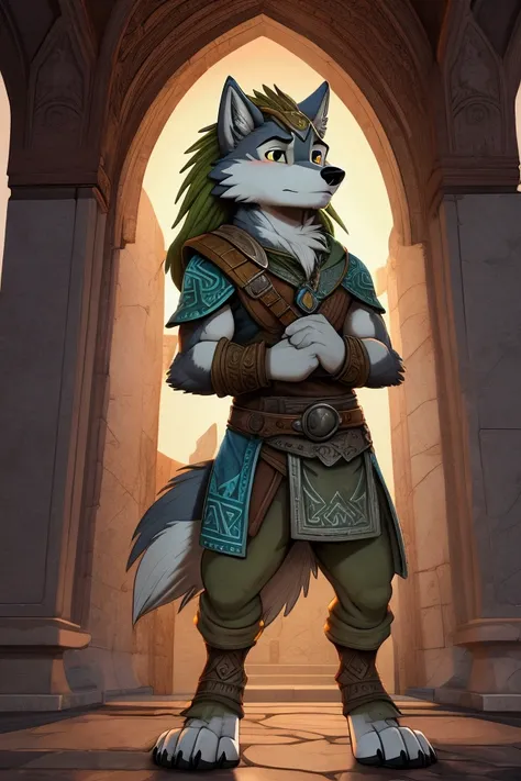 By marc knelsen, by elranno, furry, the legend of zelda twilight princess, anthropomorphic, wolf link, paws, showing off paws, seductive, shy