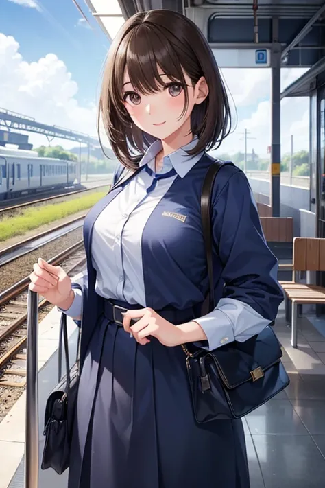 anegasaki nene、Shiny brown hair, short hair, (Beautiful brown eyes、Sparkling eyes, Fine grain)、smile、Ultra-detailed eyes、Highly detailed face, Highly detailed eyes,


blue sea and sky background，Bright sunlight illuminates the entire scene。Detailed portrai...