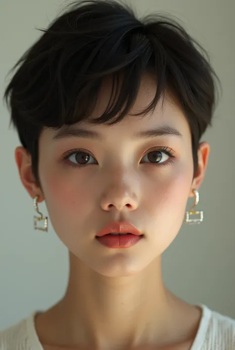 Short hair girl, with beautiful jaw 