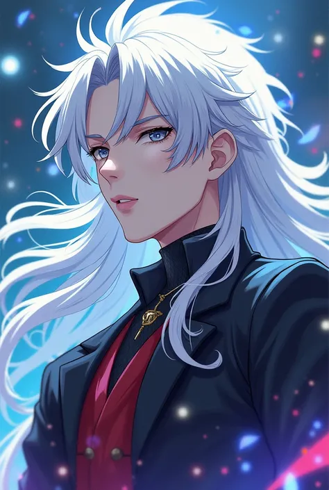 Generates a male character with white hair and anime style