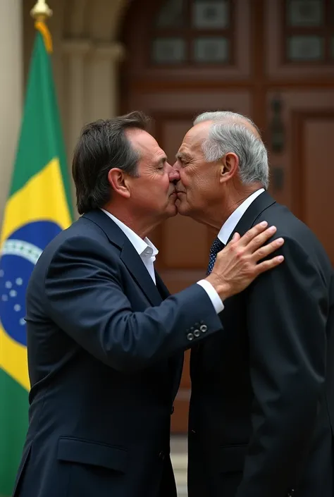 Jair Bolsonaro kissing President Lula. 