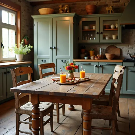 Country table with breakfast