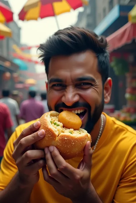 Rohit Sharma eating Vada pav