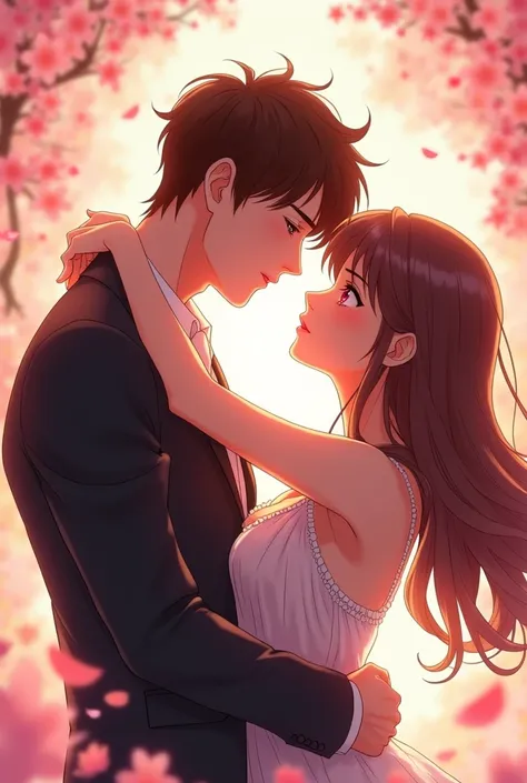 Generate an anime image of a couple that is romantic and sexy 