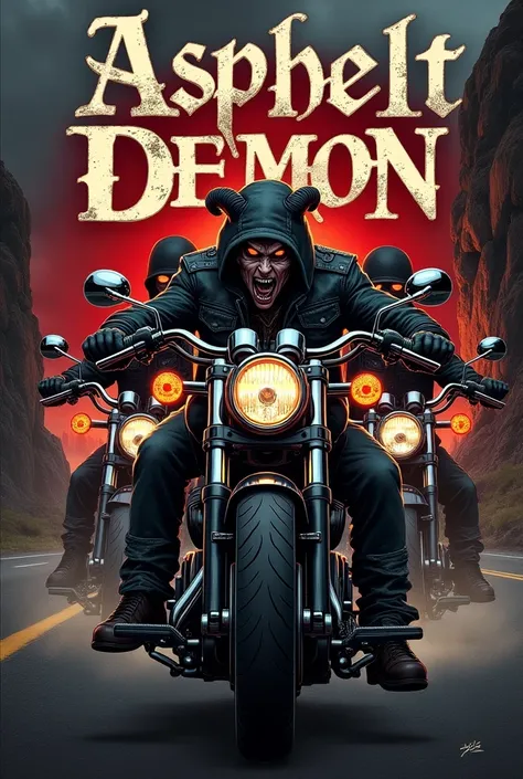 Motorcycle club plate with the name Asphalt Demon motorcycle club 