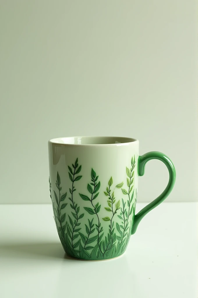 Coffee mug green plant design 