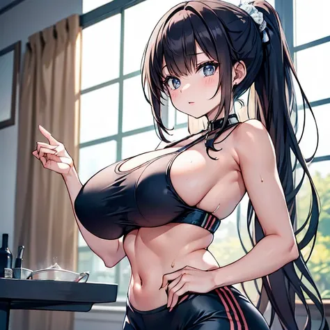 Anime Kawaii sexy Perfect Slim sensual body large breast and huge thighs, An intricate and highly detailed illustration of anime (Young girl)  (((work of art))),(((high resolution)))、(((8k)))、(((face perfect)))、(((korean idol)))、25 years old, ((yoga pants)...