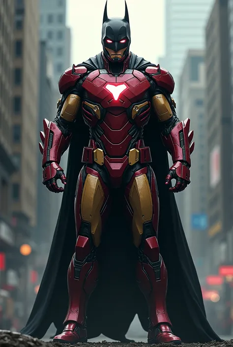 Ironman and batman fusion  make it look badass and cool 