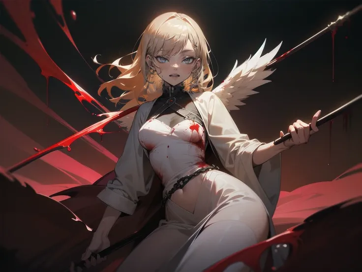 .(Highest quality,4K,High resolution,masterpiece:1.2),Very detailed,Realistic:1.37,Spooky altar background,Dark fantasy,Red color scheme,Ominous atmosphere,Eye-catching,Storytelling,anatomy,Anime Style,Concept Art,beautiful細部までこだわった顔と (((Red eyes ))),A ter...