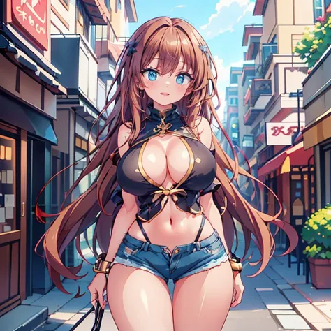 Anime Kawaii sexy Perfect Slim sensual body large breast and huge thighs, An intricate and highly detailed illustration of anime (Young girl)  (work of art, best qualityer, ultra detali, high resolution, 4K),(beautiful detailed eyes),(very highly detailed ...