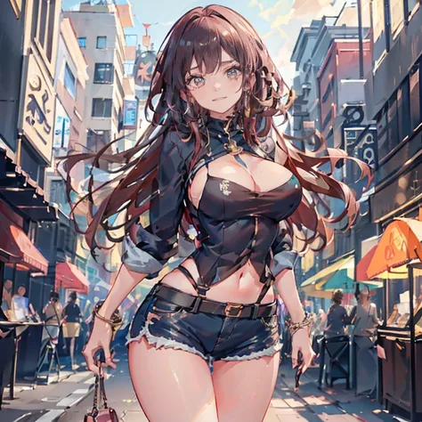 Anime Kawaii sexy Perfect Slim sensual body large breast and huge thighs, An intricate and highly detailed illustration of anime (Young girl)  (work of art, best qualityer, ultra detali, high resolution, 4K),(beautiful detailed eyes),(very highly detailed ...