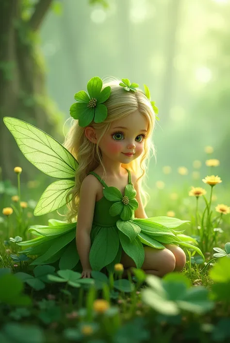 Fairy dressed in clover leaves