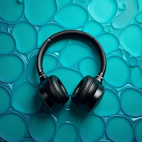 Sony headphones with a patterned turquoise background