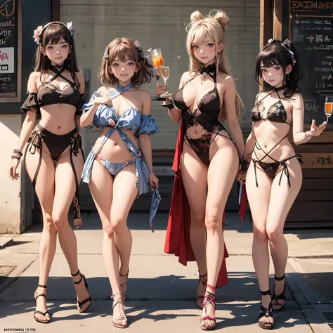 Highest quality, Super detailed, (Ultra-high resolution,8k), Ultra-high definition 4K, (Perfect Anatomy, Anatomically correct), (5 cute idol groups), (Women&#39;s dress with detailed floral print), (Beautiful Eyes), (Detailed eyes), (High-quality facial be...