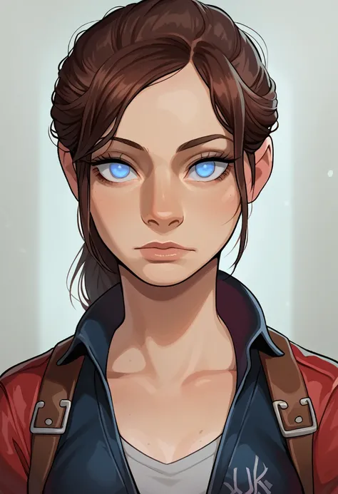 score_9, score_7_up, BREAK   no pupils, 1girl, solo, claire redfield, portrait, dark blue eyes,