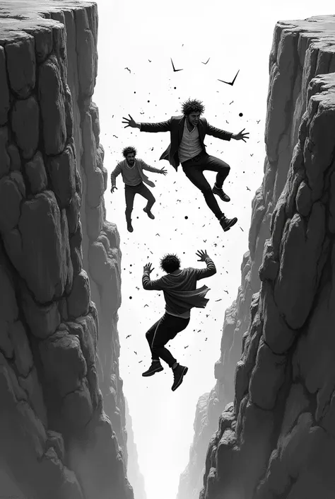 Three brothers falling into a chasm sketch