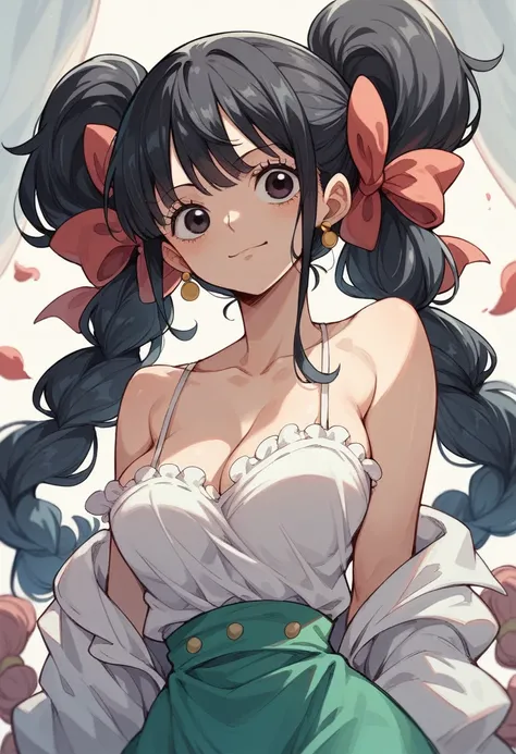 、Black Hair、Twin tails、Cute one piece outfit、Sexy scenes、(Anime illustration)
