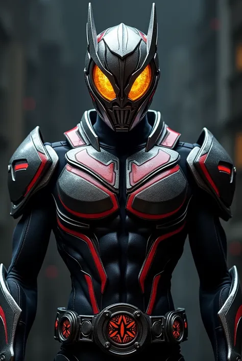 Kamen Rider Faiz 555 Transforms with a cell phone Black body with red lines Silver on chest and other parts Yellow eyes Overall body armor is rounded