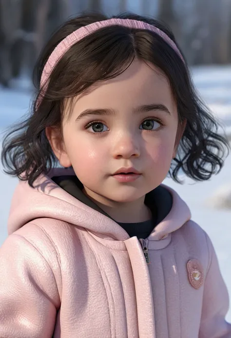 Toddler girl, cute, blush pink in the face,winter skin, hair cor loiro, small hair, , small feet, small legs, small arms, eyes black, realist, cgi, ultra resolução 24k, toddler girl old idade 10 anos