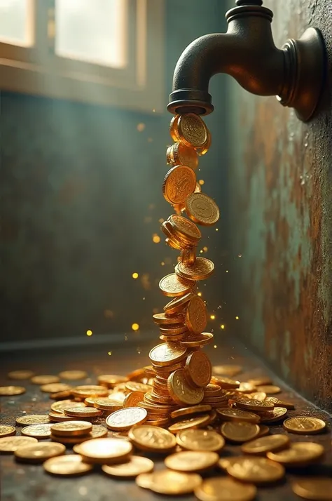 Coins flowing from the tap 