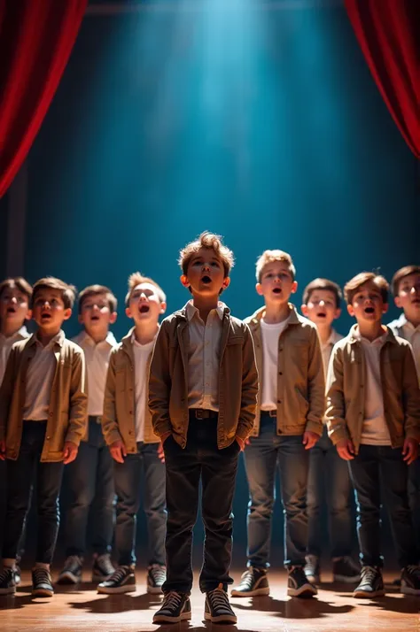 Boys singing in stage 