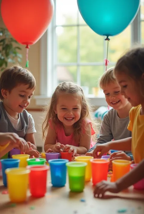 Create a 5-minute video of young children playing, and learning to count from 1 to 10 , discovering the colors too 