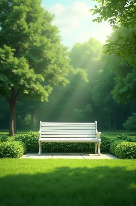 In my 1st image place the white park bench in middle and add more green floor in it