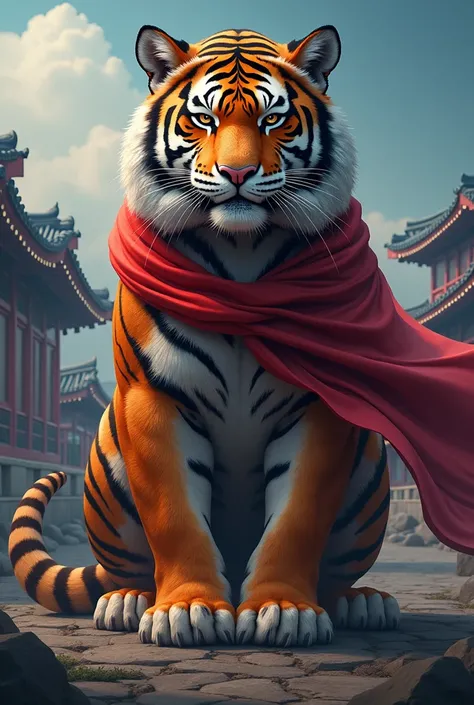 Tiger with the flag of South Korea