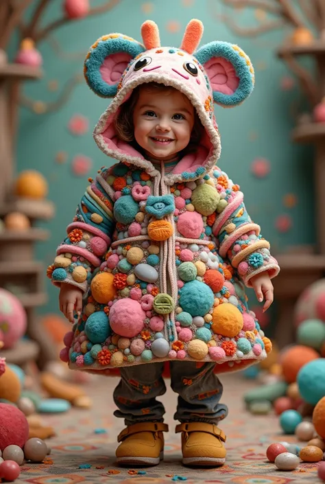 A costume made of toys for a female child 