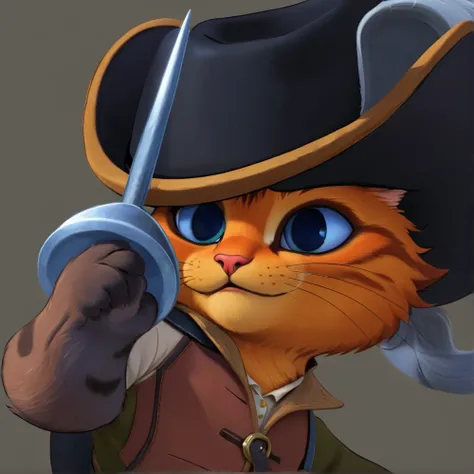 pixar character ,pixar style, Cat wearing Lederhosen ,
 detailed face , Puss in Boots , keep Exactly the face, inspire disney style, high quality