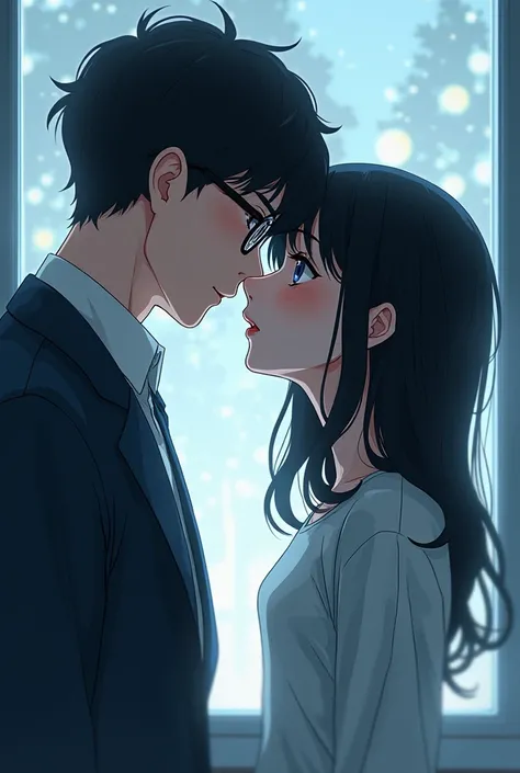 The young Professor without glasses and the Cold-hearted Girl with black hair and a mole near her mouth : Between Coldness and Warm Feeling, anime version 