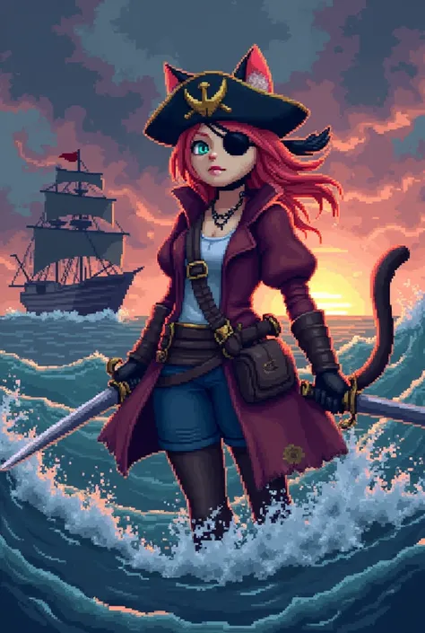 Pixel  catgirl pirate conquest evil