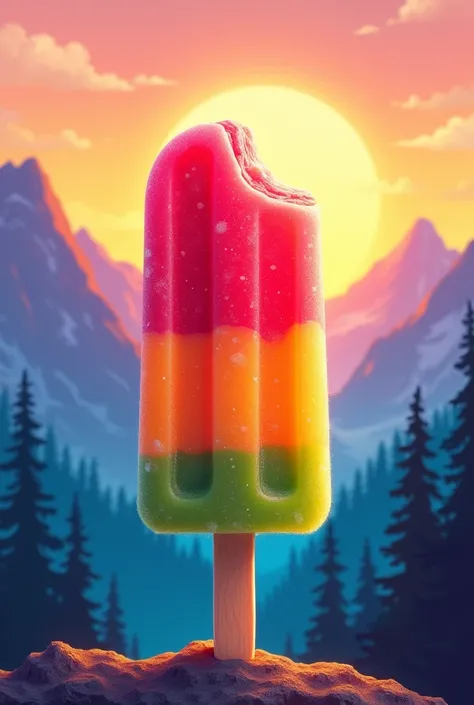 Popsicle design with mountain silhouette 
