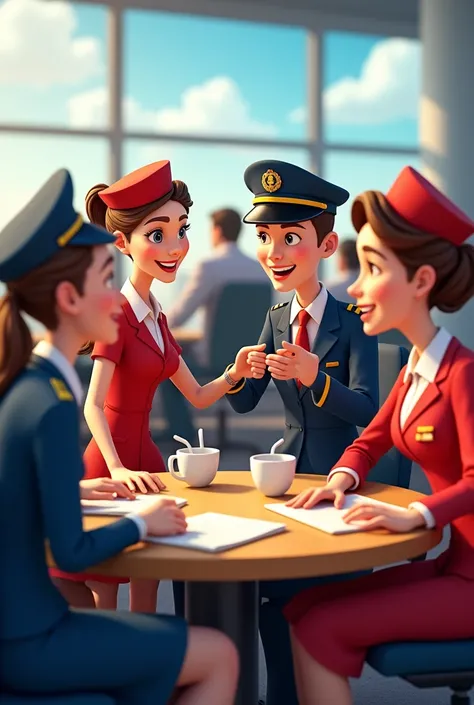 Funny meeting with pilots and flight attendants
