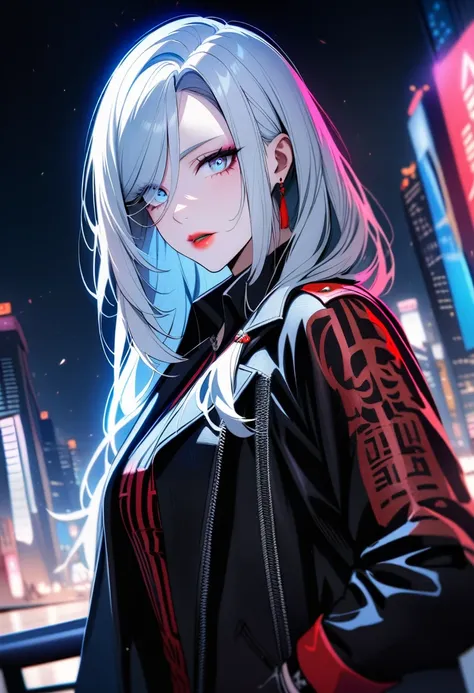 shenhe,solo,1 girl,tattoo, mafia boss, (wear mafia clothes:1.5),, evil aura, villain,night city, ultra-detailed,beautiful detailed eyes,beautiful detailed lips,extremely detailed eyes and face,