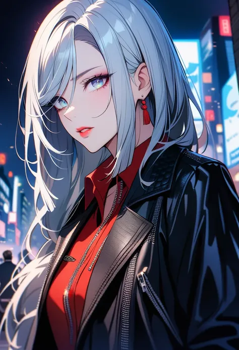 shenhe,solo,1 girl,tattoo, mafia boss, (wear mafia clothes:1.5),, evil aura, villain,night city, ultra-detailed,beautiful detailed eyes,beautiful detailed lips,extremely detailed eyes and face,